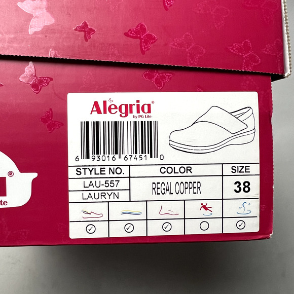 Alegria Lauryn EU 38 US 7.5 Copper Floral Leather Clog‎ Loafer Cross Strap On - Picture 5 of 12